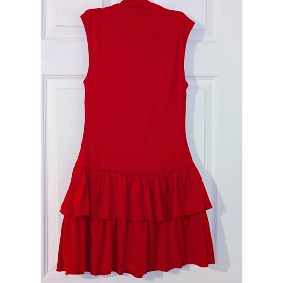 Wild Fable Red Mock Neck Tiered Ruffle Mini Dress Sleeveless XS NWT - Picture 5 of 11